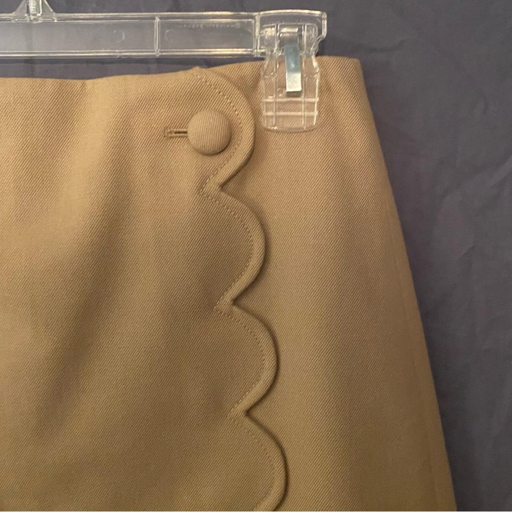 J Crew Tan Scalloped Edge Mini Skirt; Lined; 4 Tall - Picture 3 of 6